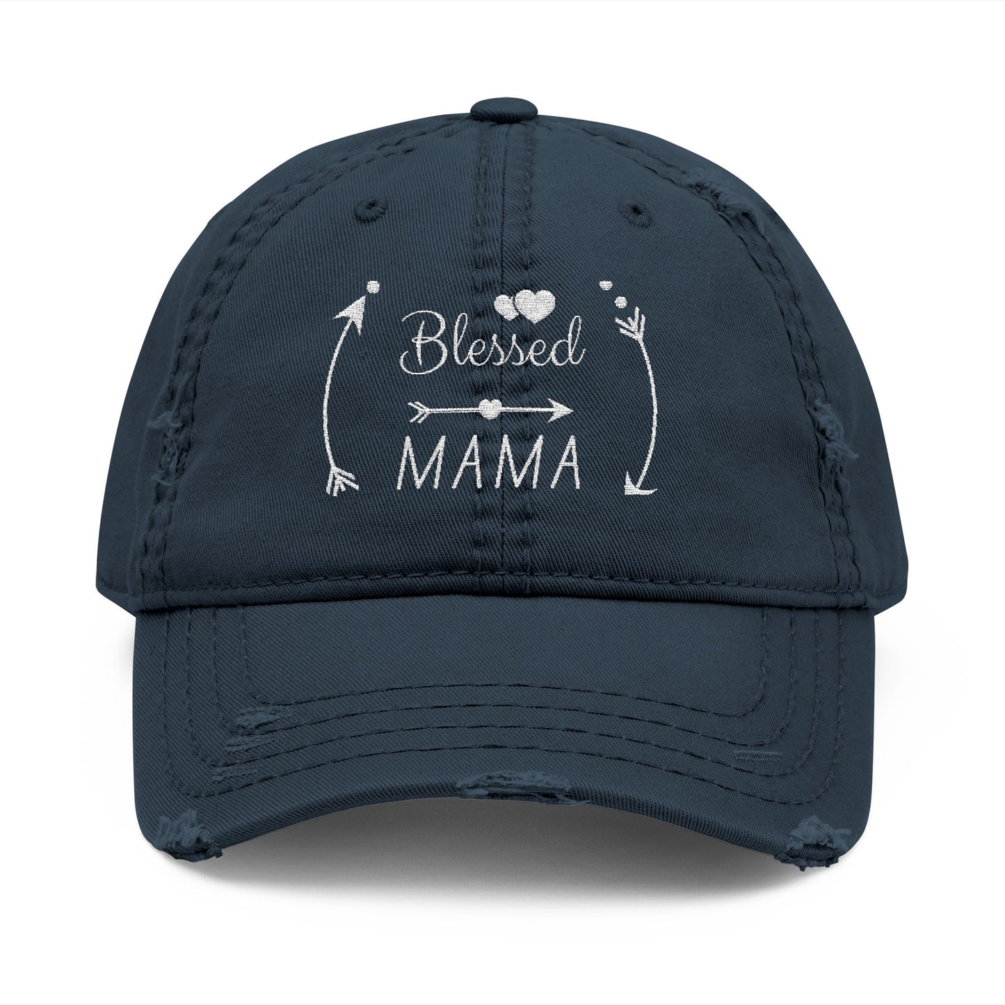 Blessed Mama Embroidered Distressed Dad Hat